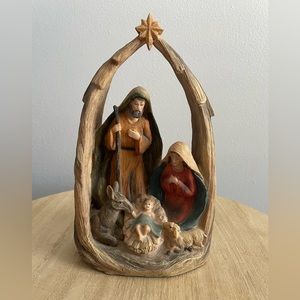 Ceramic Nativity scene holiday figurine Christmas home decor